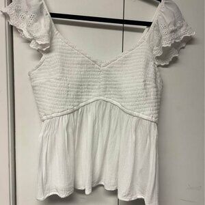 Hollister White Eyelet Blouse Size Large